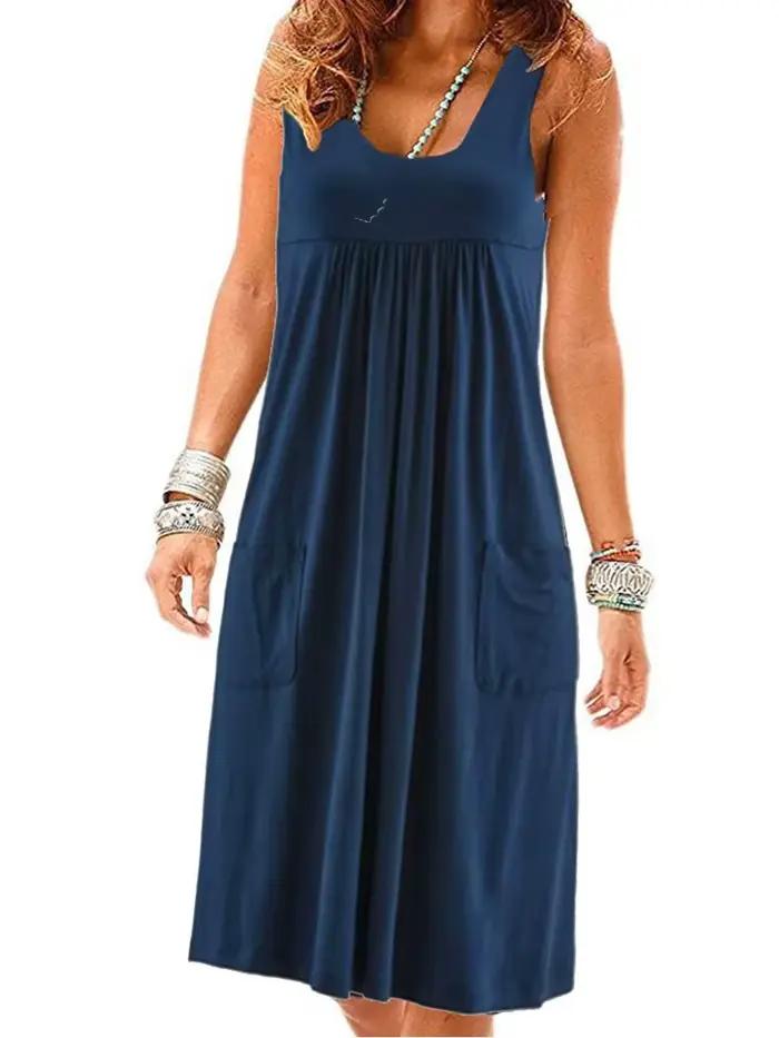 Robe d'été rayée à la mode, ample, simple, sans manches, vêtements pour femmes