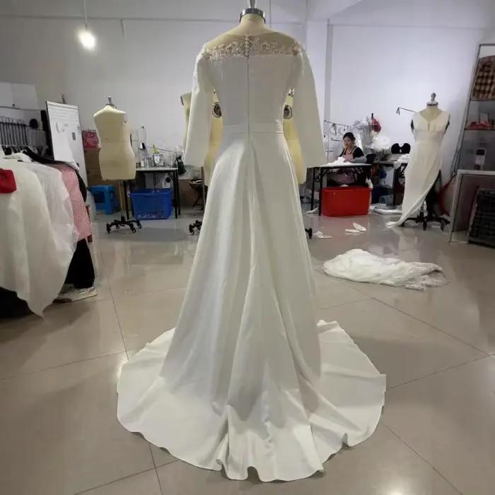 Robe de mariée légère française avec une épaule en dentelle