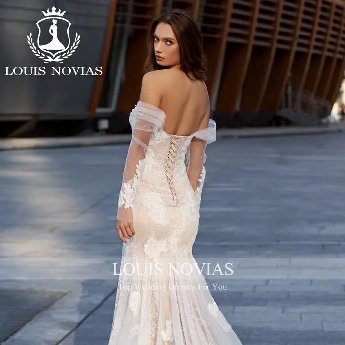 LOUIS NOVIAS robe De mariée Style sirène hors De l'épaule chérie Appliques dentelle trompette