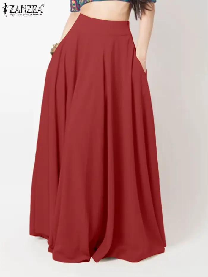 2024 ZANZEA femmes printemps Robe d'été mode Maxi jupes élégant longue fête robes femme taille haute solide