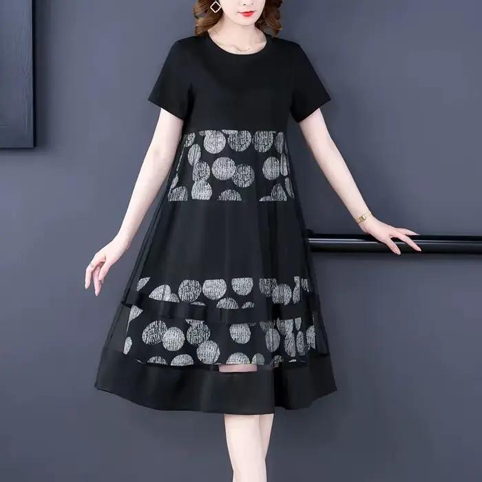 Robe imprimée à manches courtes pour femmes