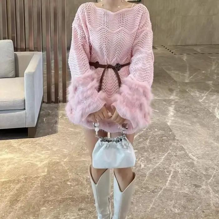 Collection ceinture et taille robe tricotée pour femmes 2025 nouveau Style épissé