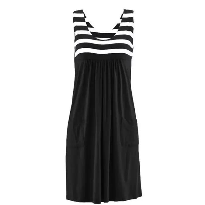 Robe d'été rayée à la mode, ample, simple, sans manches, vêtements pour femmes