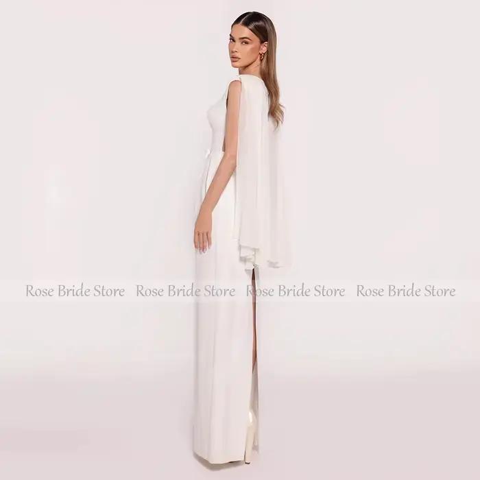 Robe de soirée personnalisée col rond sans manches drapée coupe colonne pour femme 2025