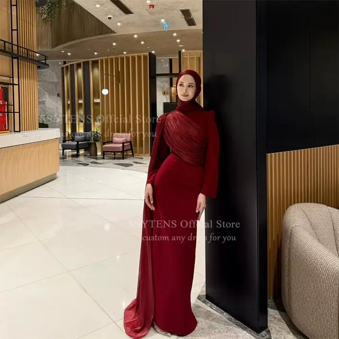 Robe sirène en polyester plissée moderne à offrir pour femme occasions spéciales mariage cérémonie de remise de diplôme anniversaire