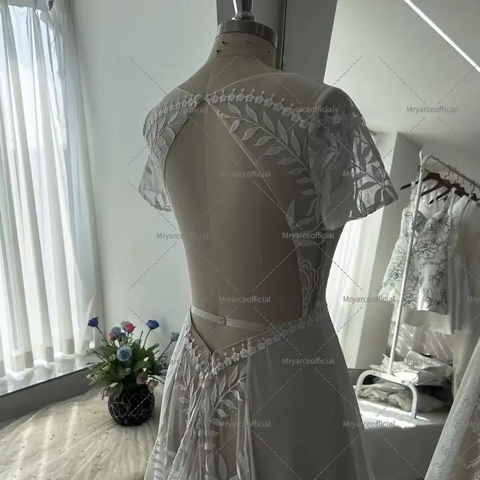 Mryarce Vintage dentelle robe de mariée en mousseline de soie une ligne robes