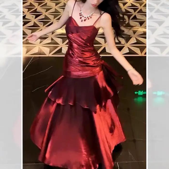 KIDCRKJ Nouvelle Robe Longue Élégante à Volants pour Femme