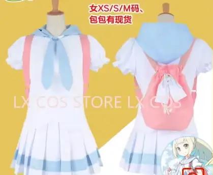 Costume de Cosplay Anime soleil et lune Lillie, robe Lolita avec sac pour Halloween