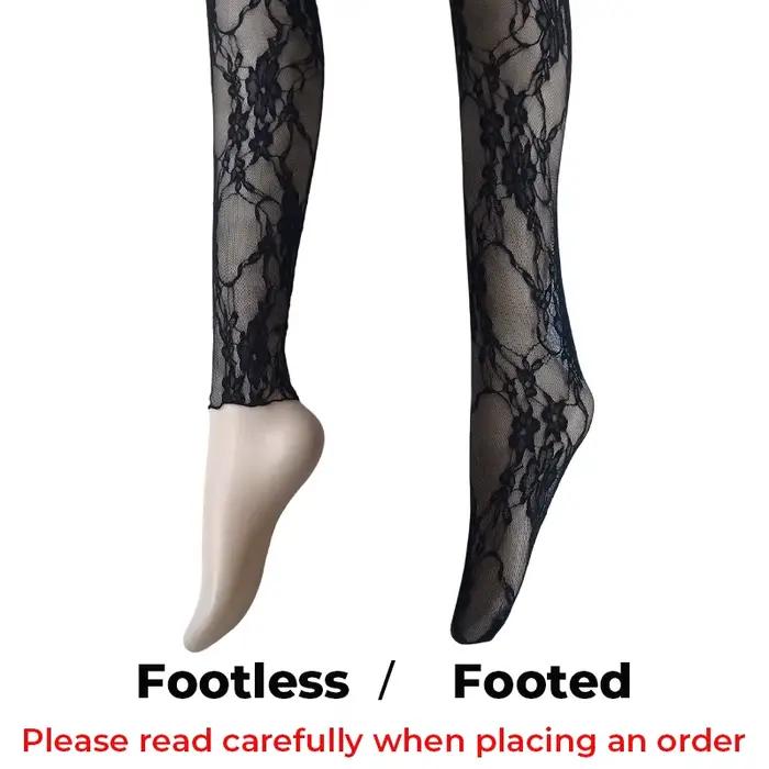 Collants vintage en dentelle florale pour femmes