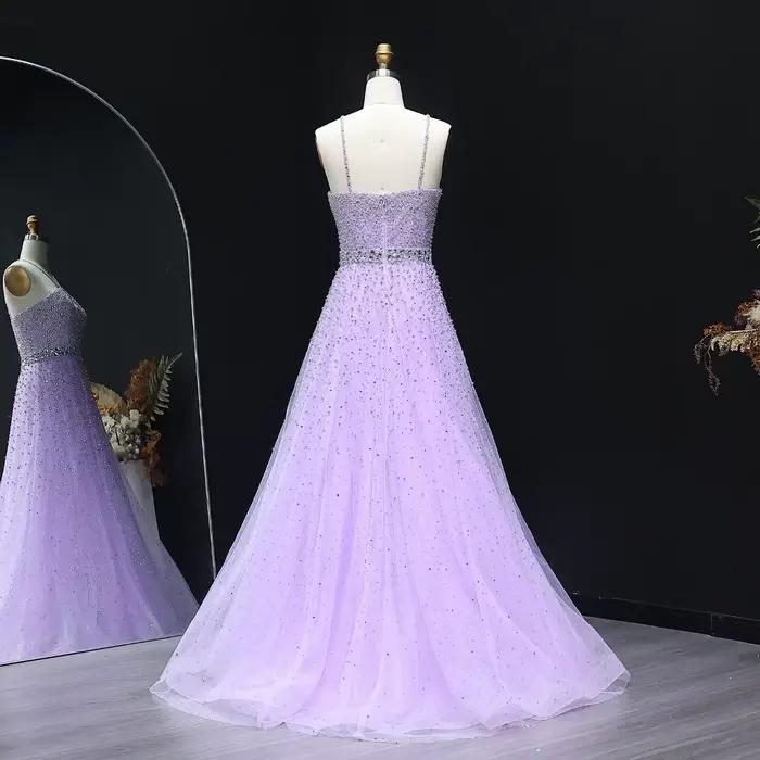 Robes de soirée Sharon Said en tulle coupe trapèze de luxe avec cristaux pour femmes