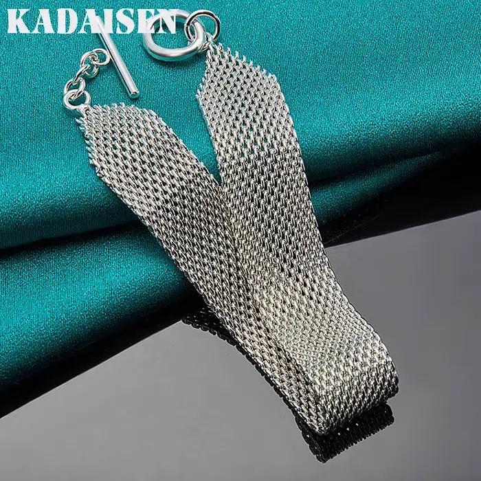 Bracelet en argent sterling 925 tressé pour femme, bijoux de mode pour mariage et fête