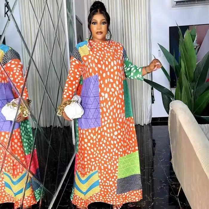 Robe plissée léopard à manches longues et col rond pour femmes