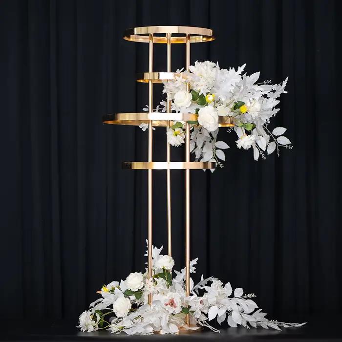 Support de fleurs centres de Table de mariage événement route plomb fête métal moderne Vase