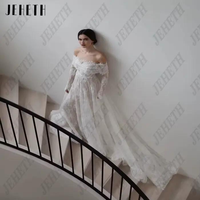 JEHETH Lvory dentelle 2025 nouvelles robes de mariée hors de l'épaule manches longues