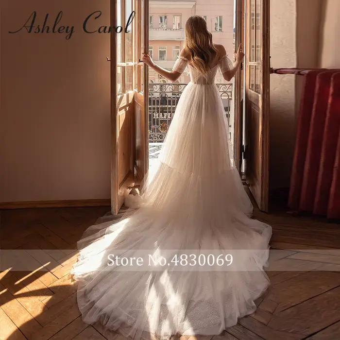 Ashley Carol Boho robes De mariée femmes à pois chérie hors De l'épaule dentelle a-ligne robe