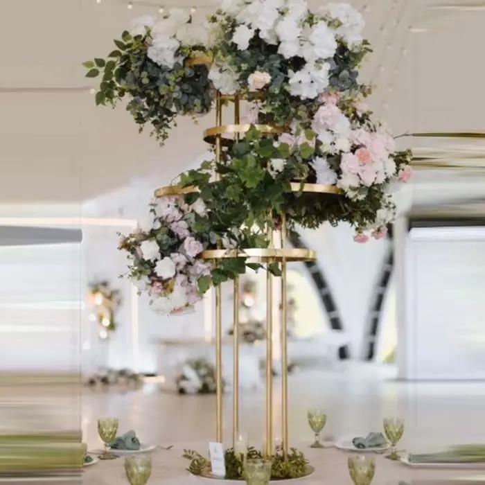 Support de fleurs centres de Table de mariage événement route plomb fête métal moderne Vase