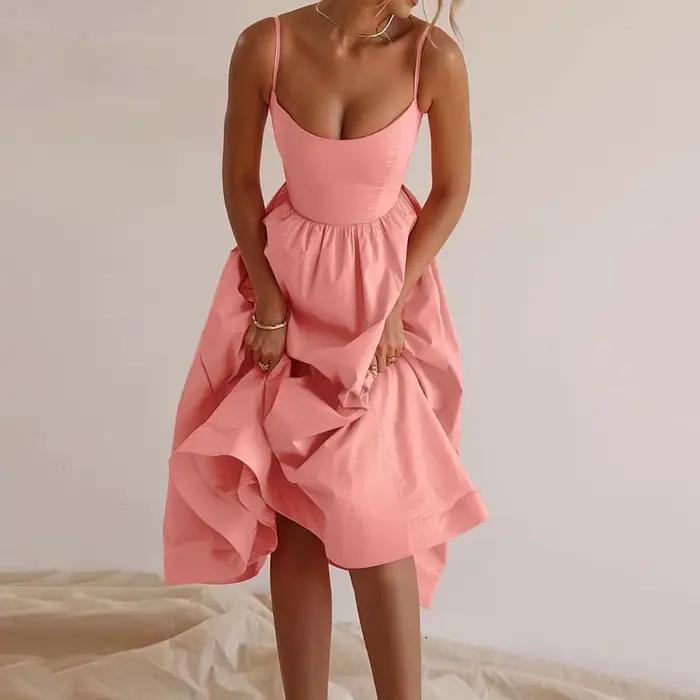 Robe longue d'été élégante sans manches pour femme KIDCRKJ