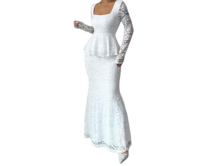 Robe élégante en dentelle à manches longues pour femmes