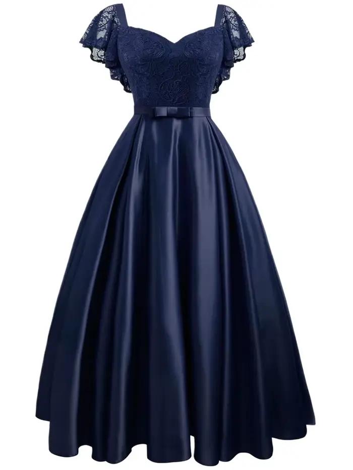 Robe de Soirée Vintage en Dentelle Florale pour Femme