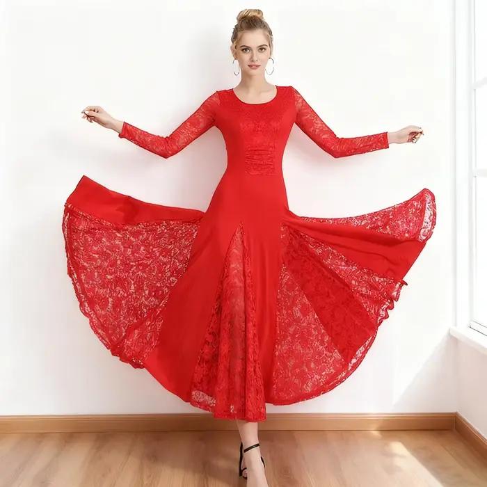 Robe de danse de salon élégante en dentelle