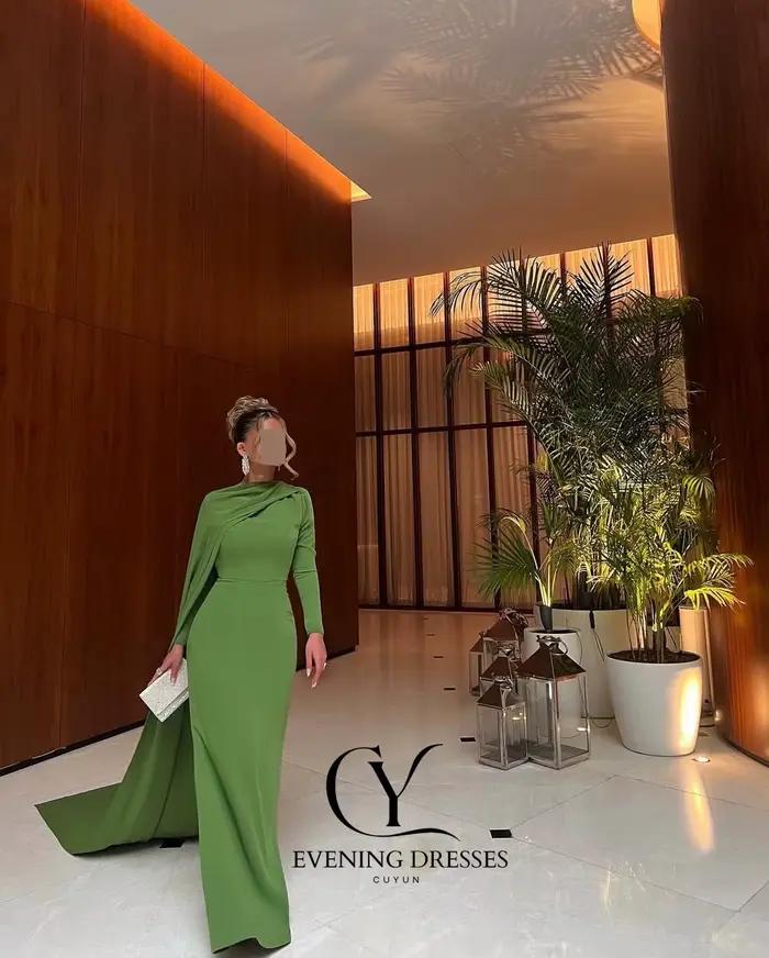CUYUN – robe de soirée modeste vert sauge