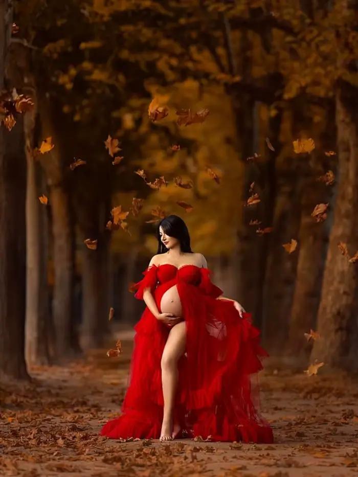 Robe de maternité romantique en tulle doux