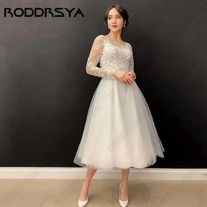 Robe de mariée trapèze à col rond pour femme
