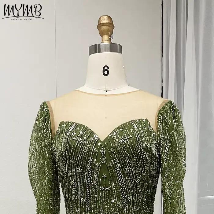 Robe de soirée sirène à manches longues et col rond pour femme