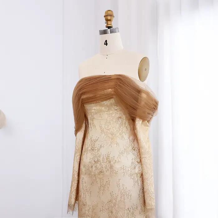 Sharon Said-Robe de Soirée en Dentelle Grise et Verte pour Femme