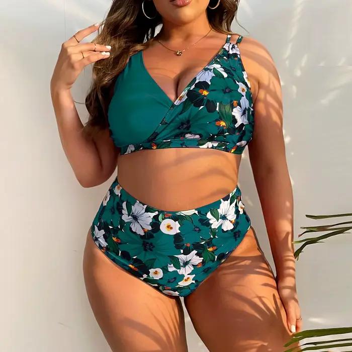 Ensemble bikini grande taille pour femme, maillot de bain deux pièces, taille haute, push-up, sexy, séparé, nouveau, 2024