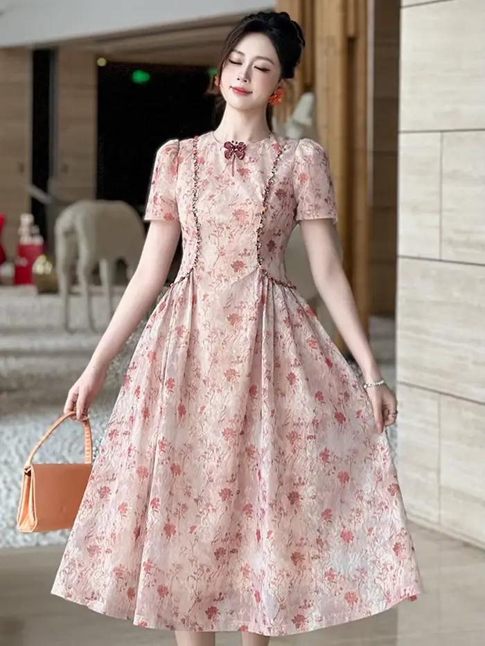 Robe de soirée élégante rétro française pour femme