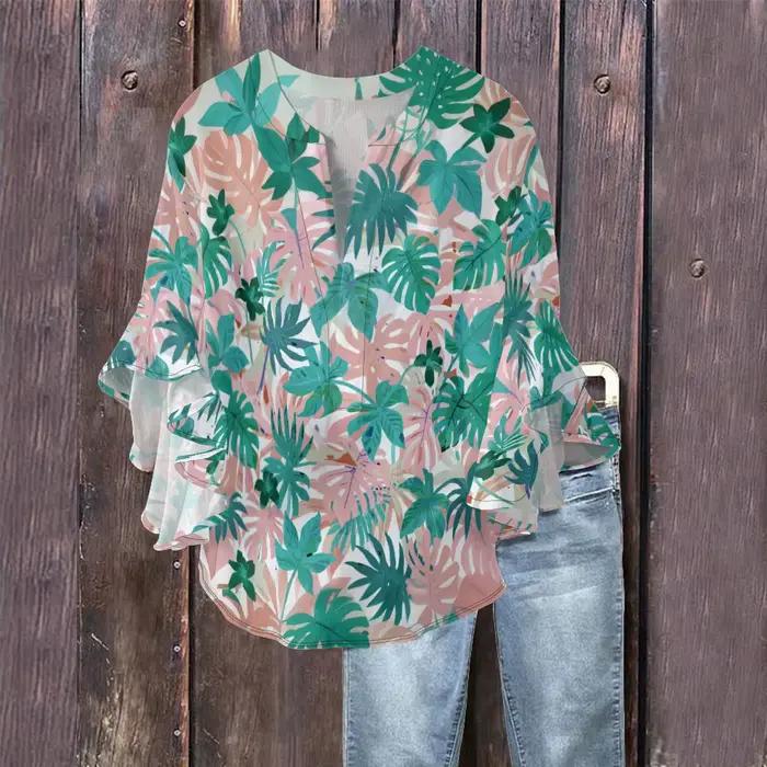Chemisier Boho Chic imprimé palmier Tropical pour femmes