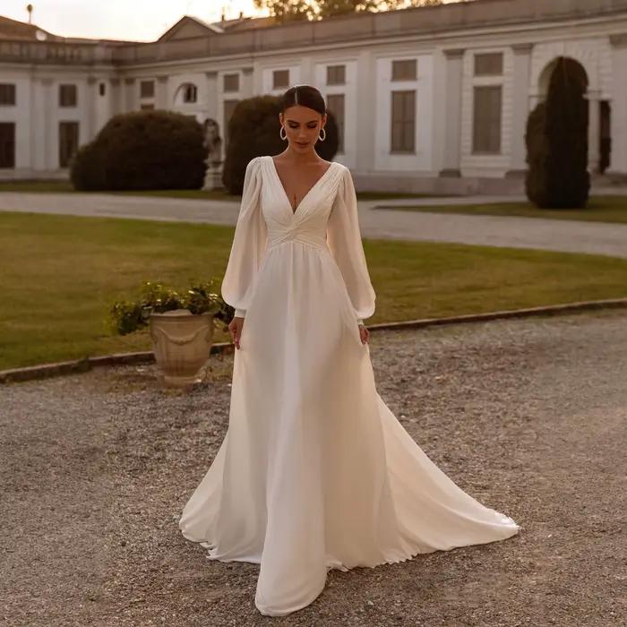 Robe de mariée civile en mousseline de soie
