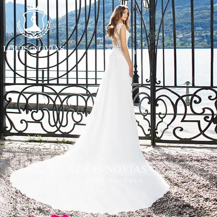 LOUIS NOVIAS 2 en 1 robes de mariée sirène chérie Illusion Appliques spectacle réel détachable Train trompette robe