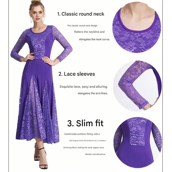 Robe de danse de salon élégante en dentelle