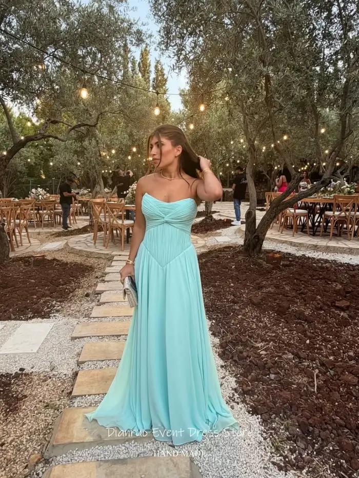 Robe Dianruo Sweetheart en chiffon froissé, coupe trapèze, décolleté Mon Amour, dos noué, soutien-gorge intégré, pour soirées officielles et cérémonies de mariage en plein air