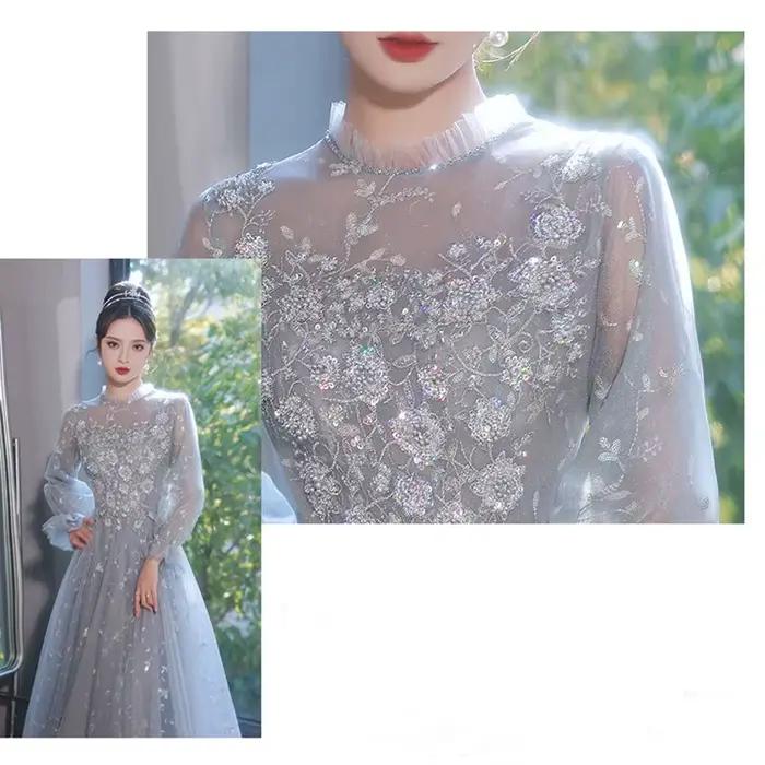 Robe de soirée de luxe grise pour femme 2026