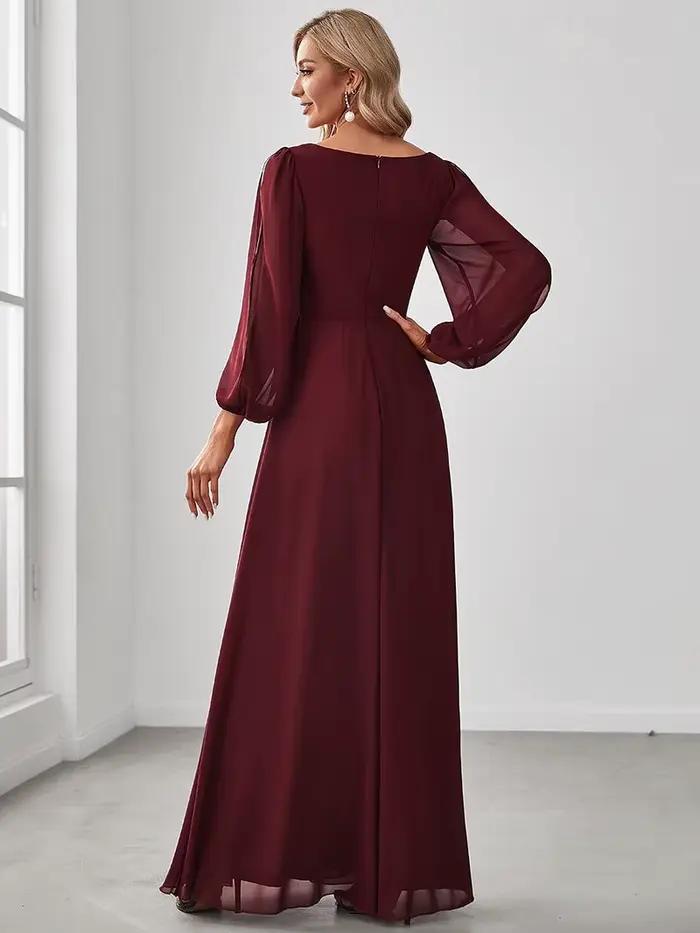 Robes de soirée élégantes à manches longues et col en V