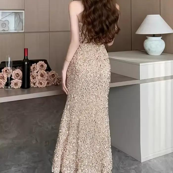 Robe longue à paillettes pour nouvel an