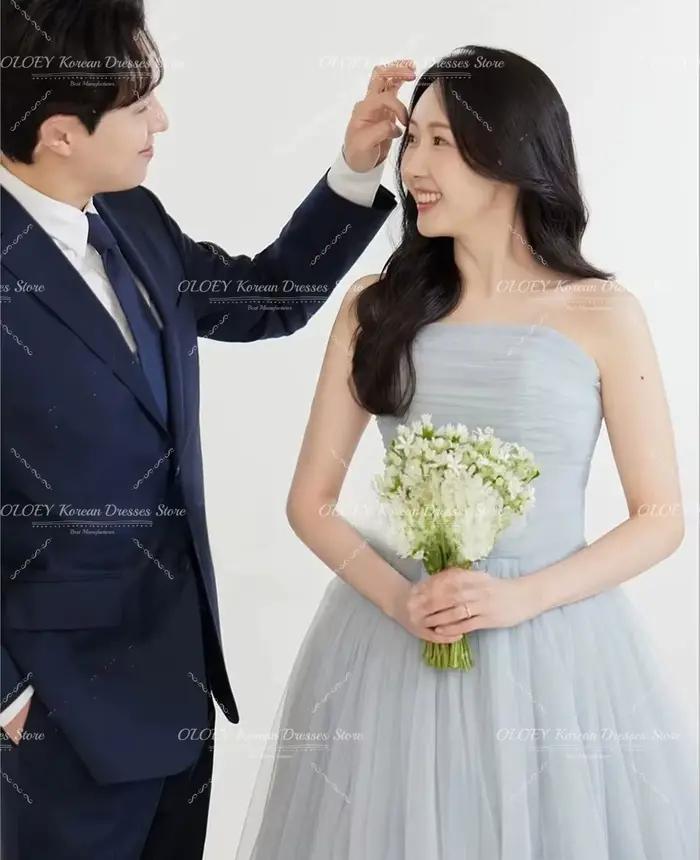 OLOEY fée bleu clair coréen robe de mariée doux Tulle robe de mariée pour les séances Photo robes Novias Boda femmes personnalisé 2026