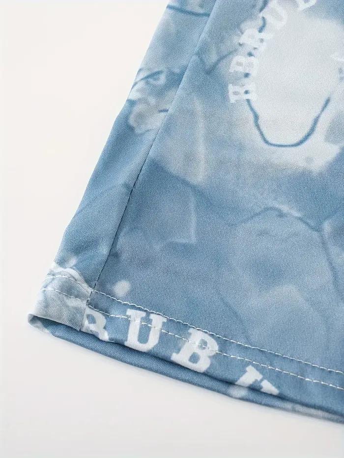 Blue Printed Summer Vacation Dress for Women Sleeveless Tank Maxi