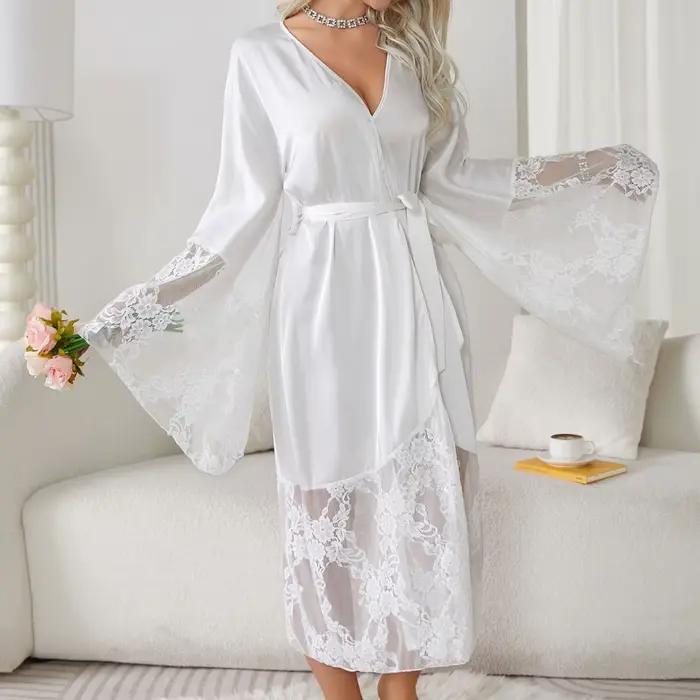 Femmes Robe longue élégante Kimono peignoir mariée cadeau de mariage