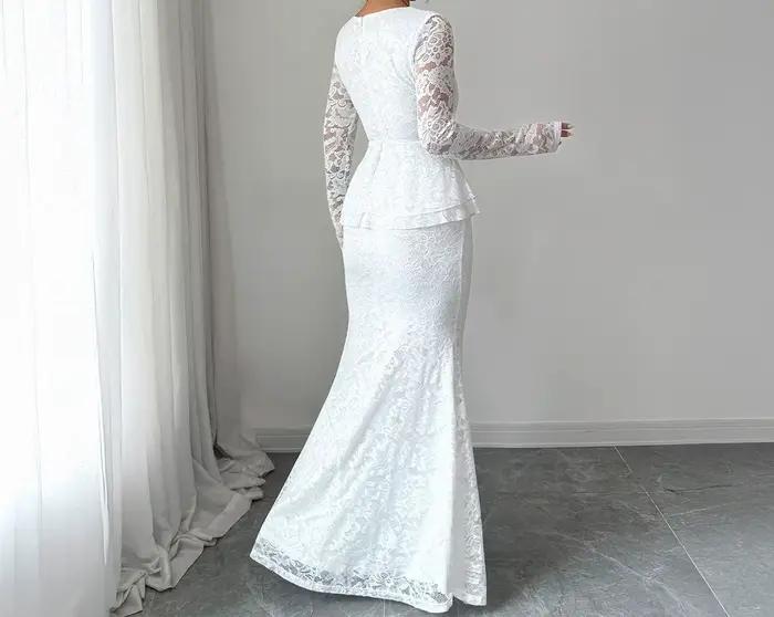 Robe élégante en dentelle à manches longues pour femmes