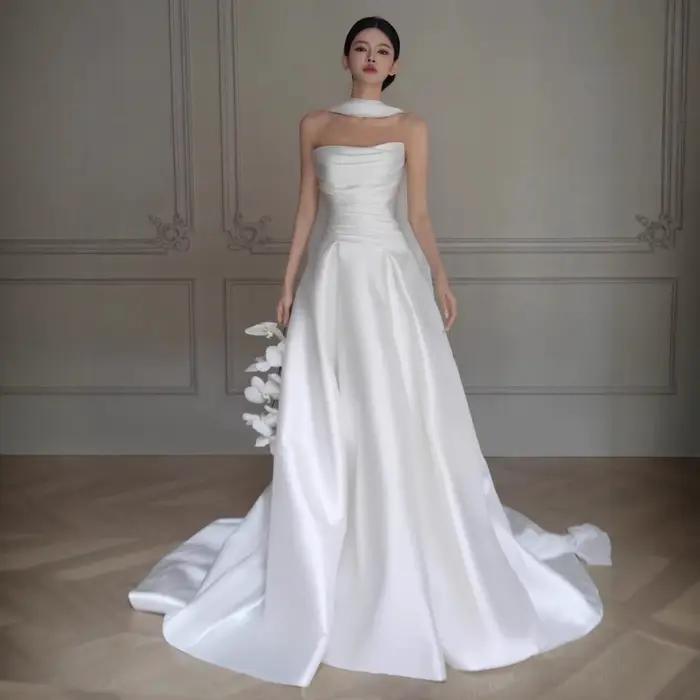 Robe De mariée légère en Satin blanc pour femmes