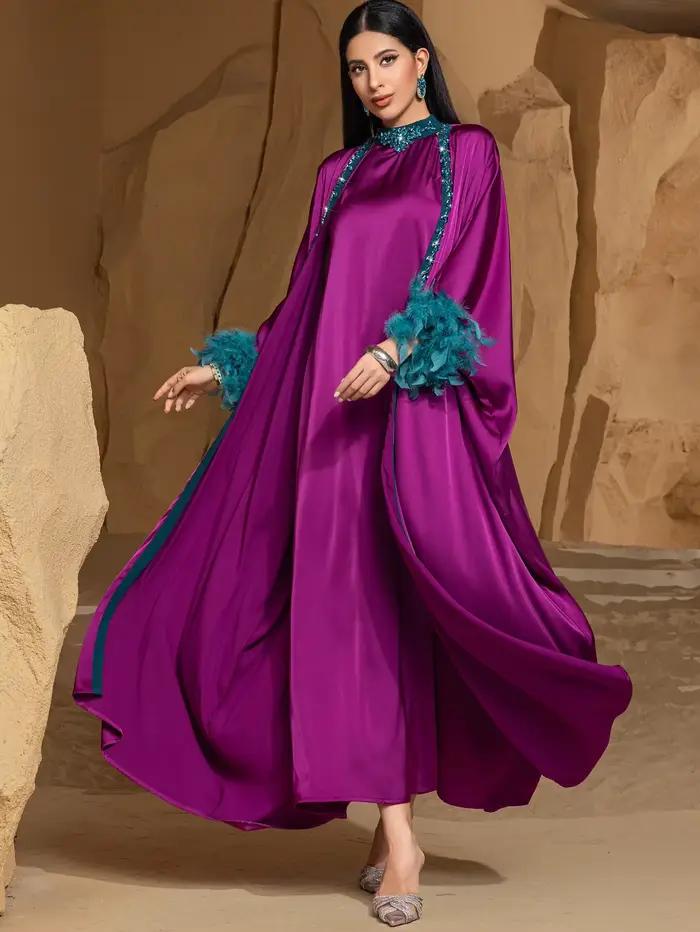 Robe Eid pour femmes Abaya Cardigan 2 pièces ensemble robes longues de fête Caftan musulman