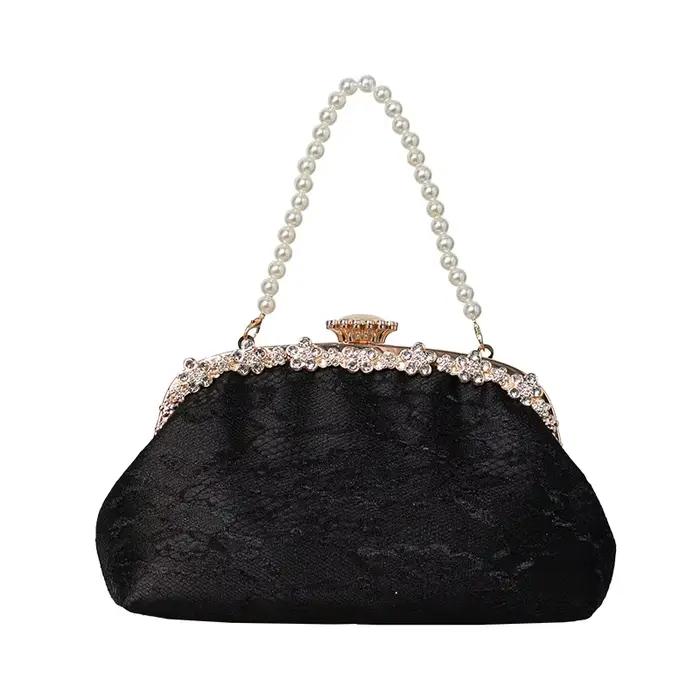 Sac de mariée à main pour banquet de mariage, sacoche à bandoulière avec chaîne de perles