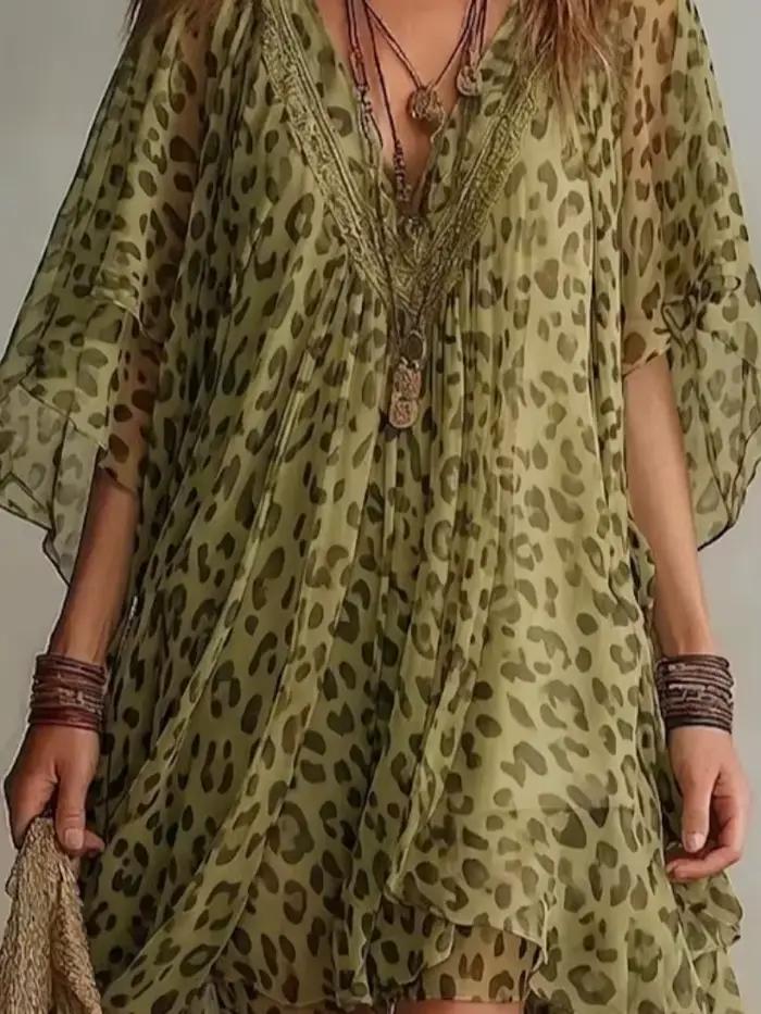 Robe d'été 2026 pour femme en mousseline à col en V