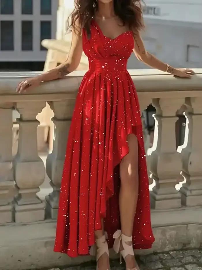 Robe de Soirée Sexy et Élégante Rouge pour Femme