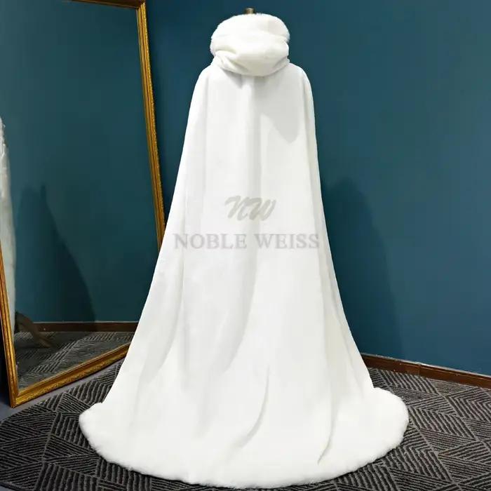 Cape de mariage longue et chaude en fausse fourrure