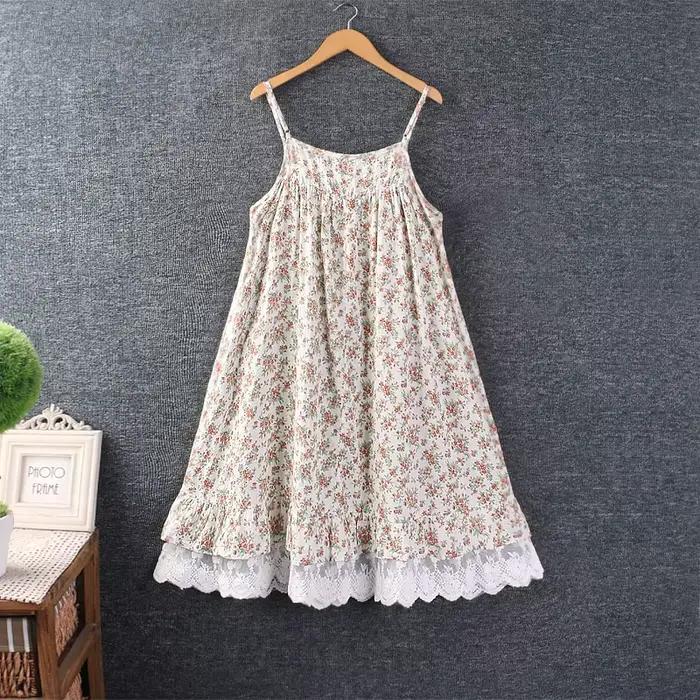Robe d'été Vintage Mori Girl en dentelle imprimée florale